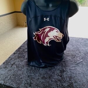 Under Armour Black Tank with Maroon SIU Saluki logo